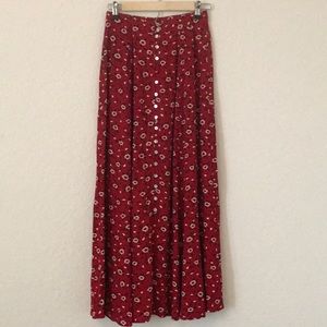 Red floral maxi skirt